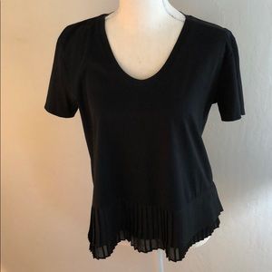 J Crew Black Cotton Top with delicate trim